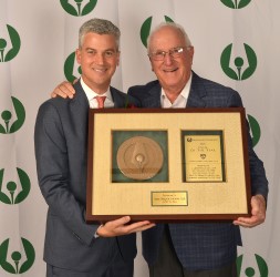 Fresh Meadow Country Club President David Finkelstein and his father Alan with the 2018 Club of the Year Award